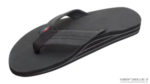 Rainbow Sandals Men's Double Layer Leather- 1" Strap - Black