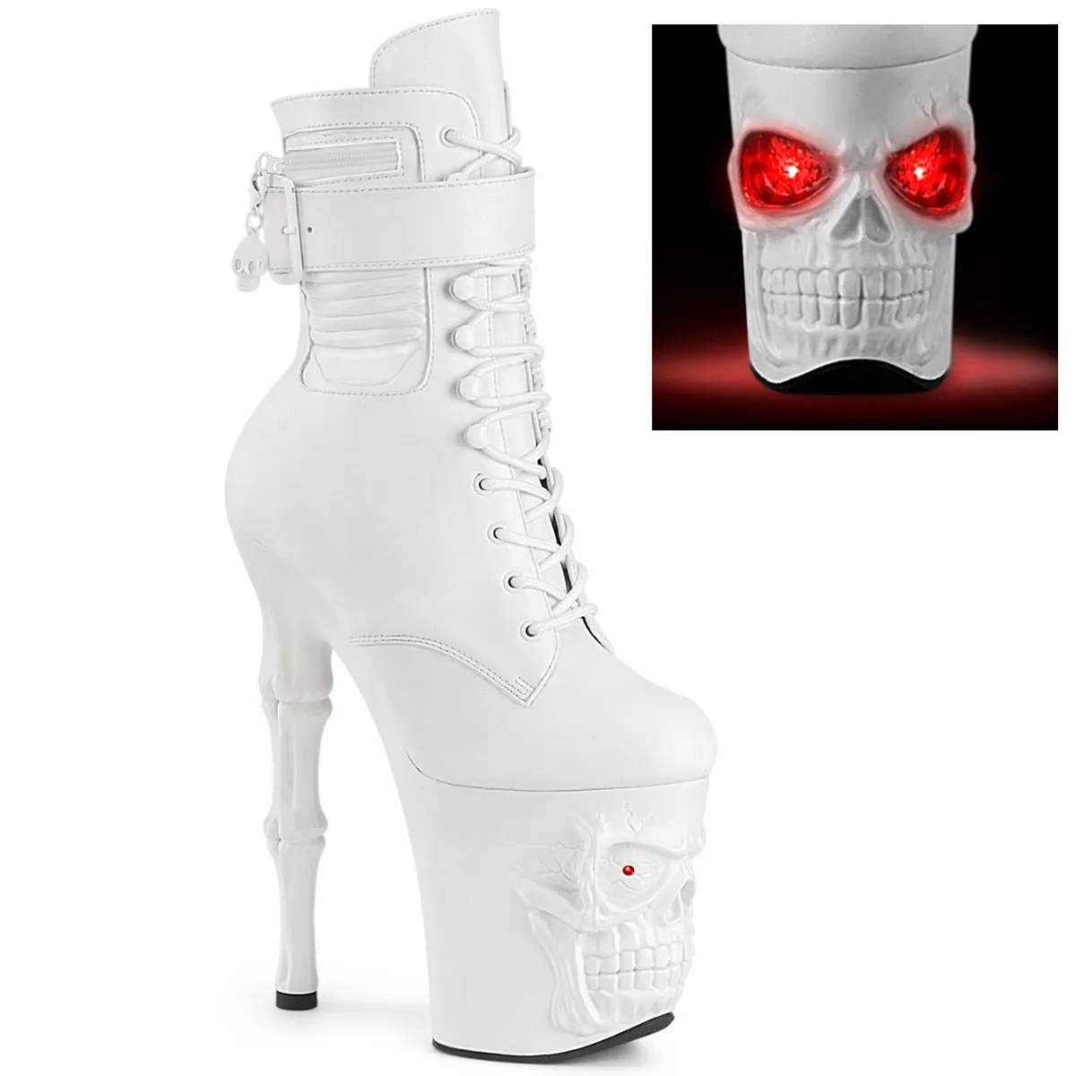 RAPTURE-1020STR-LT Pleaser White Faux Leather Sexy Platform Shoes (Pole Dancing Heels)