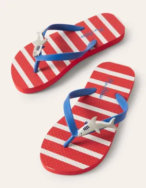 Red Shark Flip Flops-Red/Ivory Sharks