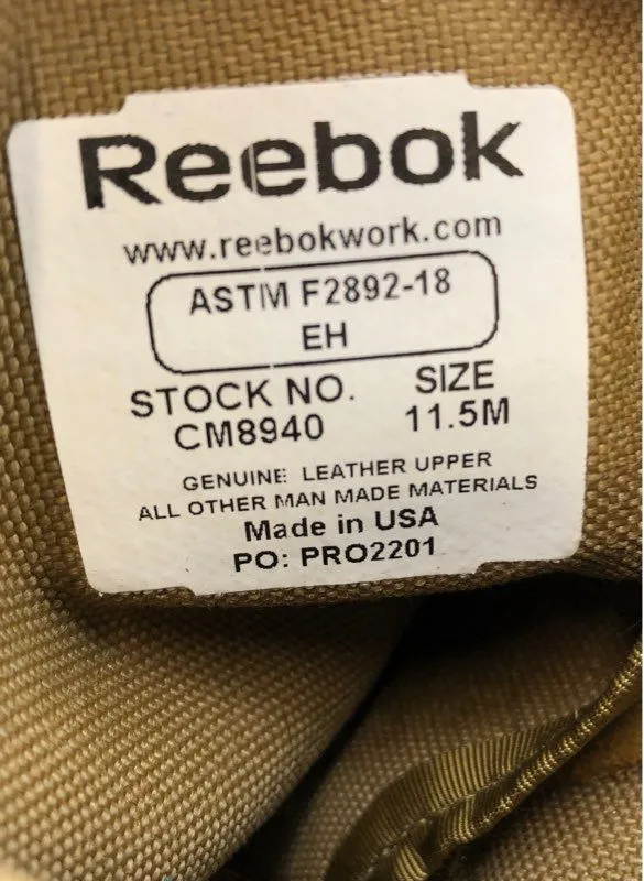 Reebok Men's Strikepoint CM8940 Tan Leather Combat Boots - Size 11.5 M