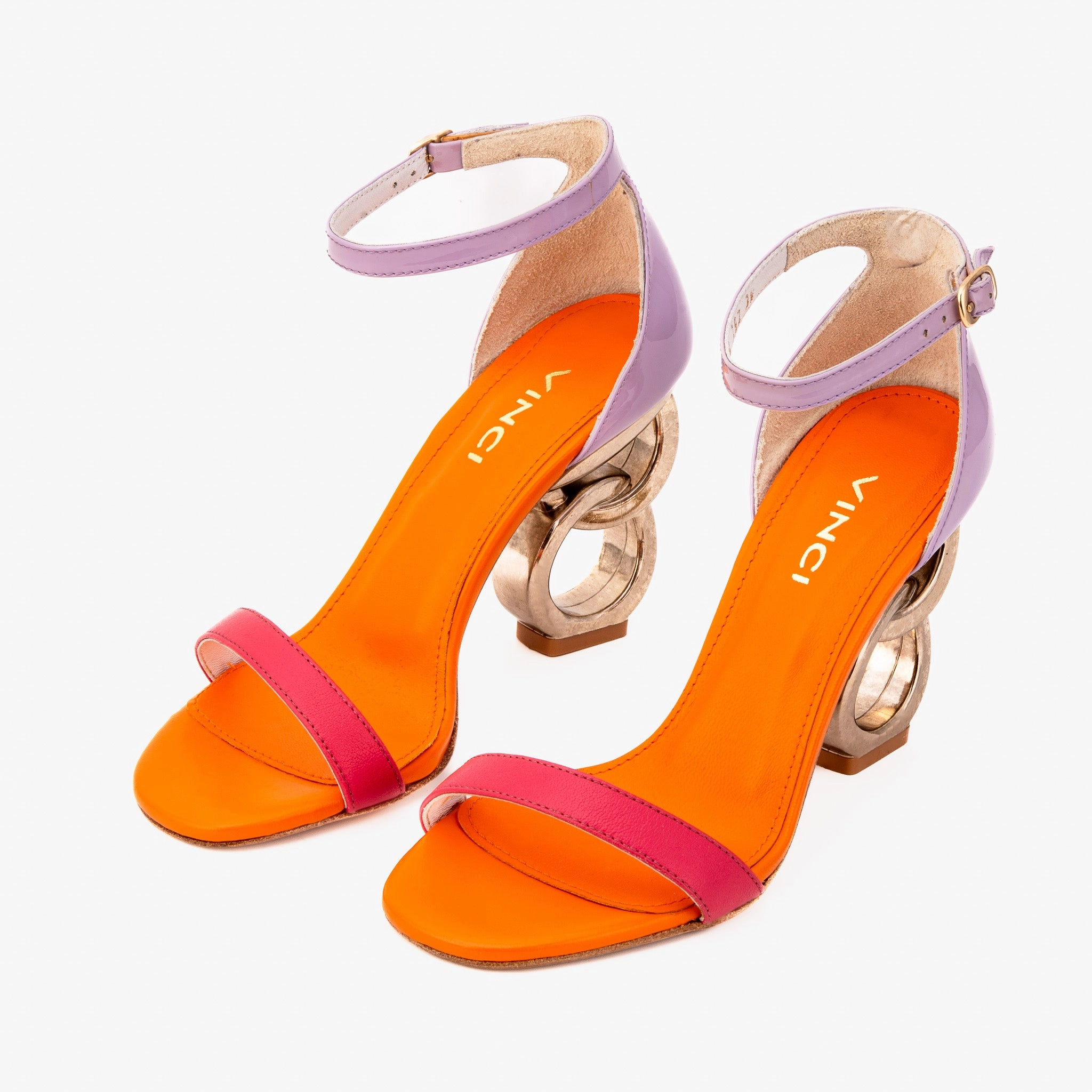 Step Fresh Closed Toe The Helix Heel Multicolor Leather Women Sandal