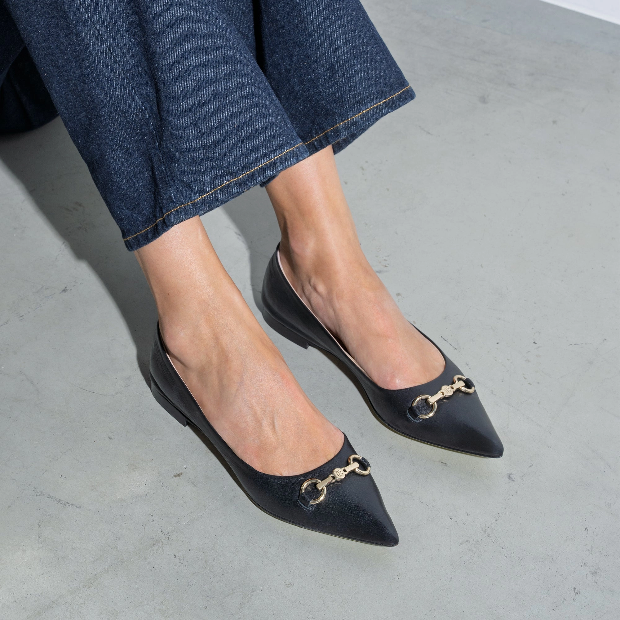 Thermoregulating Lining Vend?me Elita black calfskin leather ballerinas