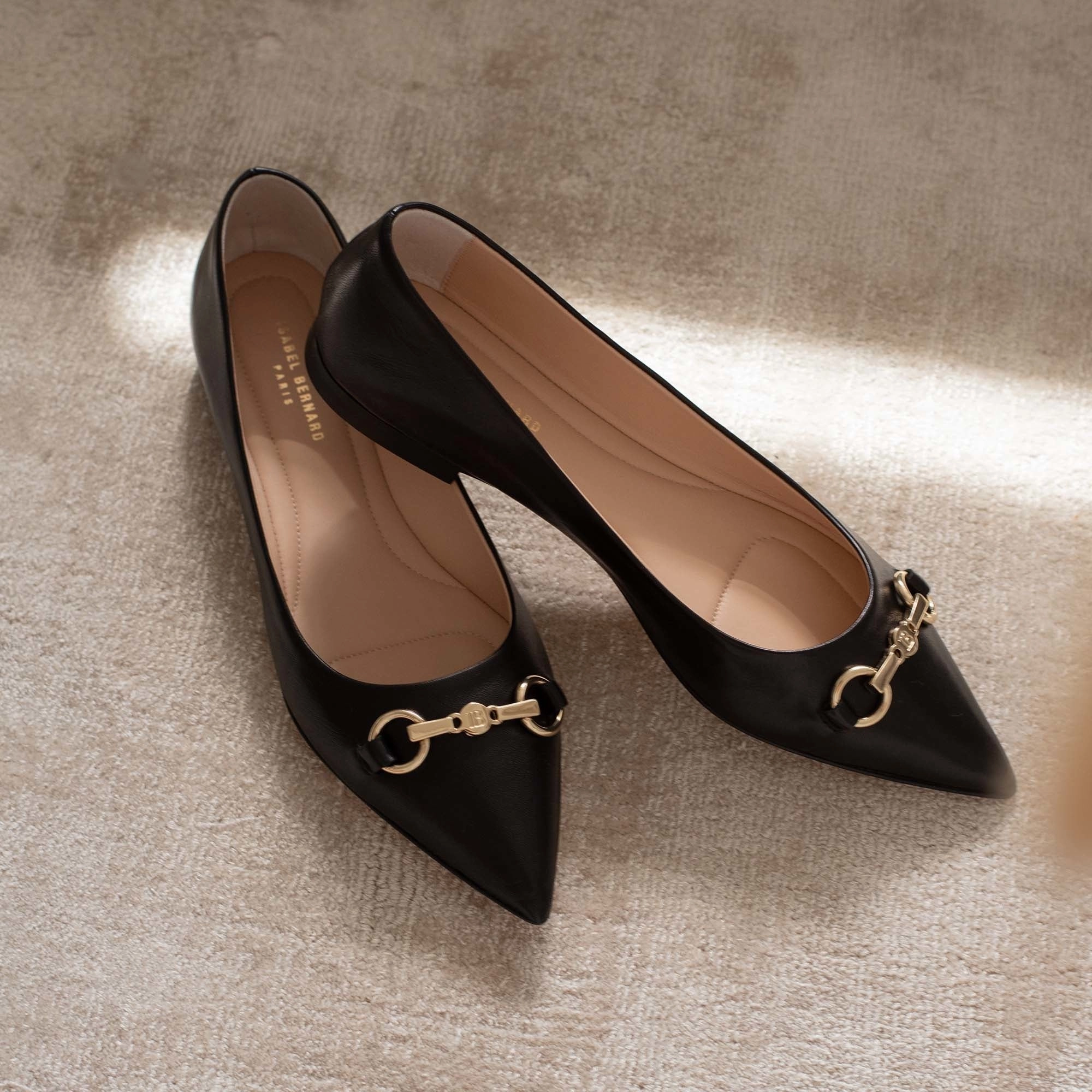 Vend?me Elita black calfskin leather ballerinas traveler gym - goer