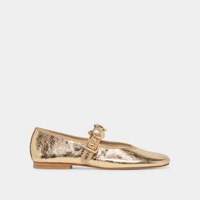 RELAN BALLET FLATS GOLD DISTRESSED LEATHER Quick Fit