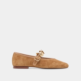 All-season Shoes Support Walk RELAN BALLET FLATS LT BROWN SUEDE