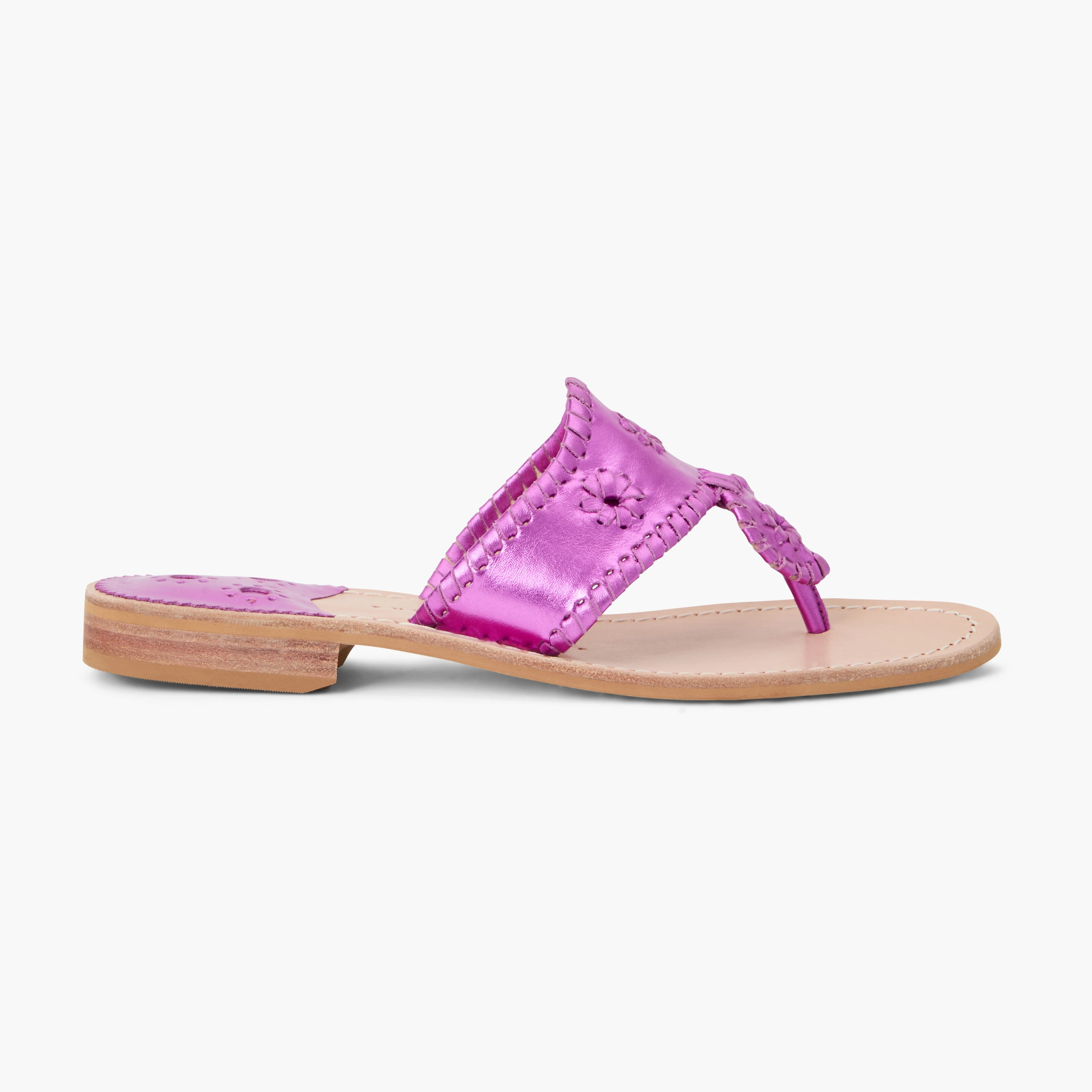 Jacks Metallic Leather Flat Sandal Casual Footwear Playful Step