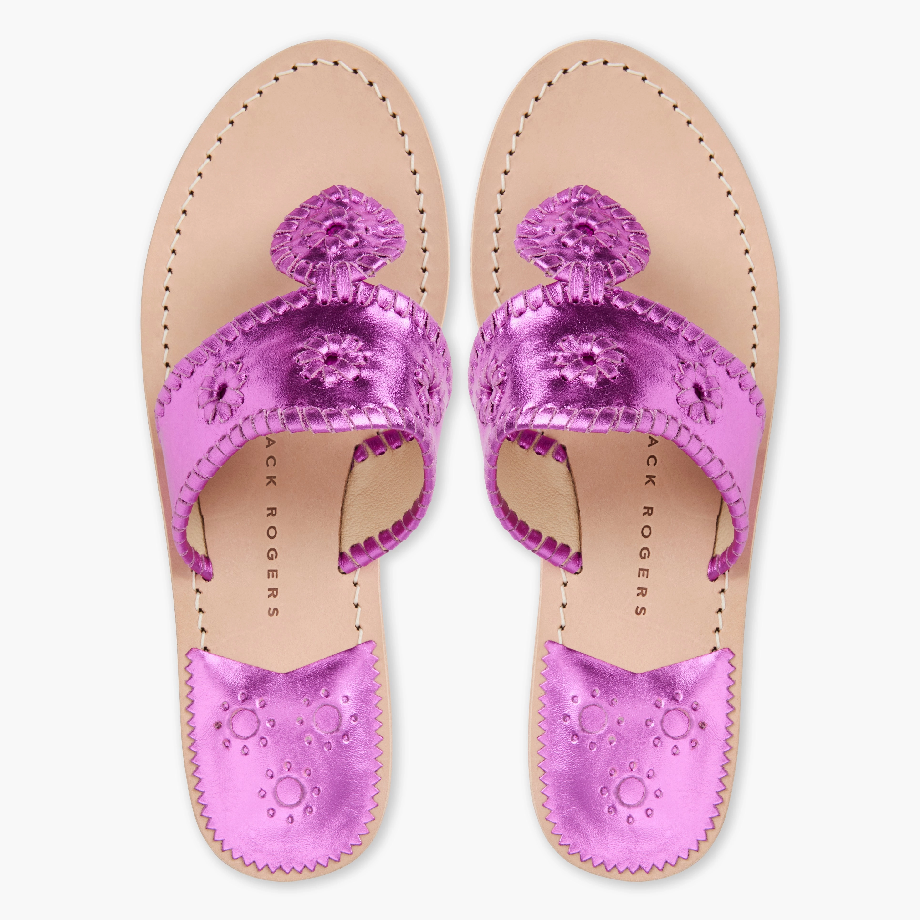 Grip Enhancement Anti Odor Jacks Metallic Leather Flat Sandal