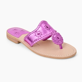 Beach Shoes for Men Jacks Metallic Leather Flat Sandal