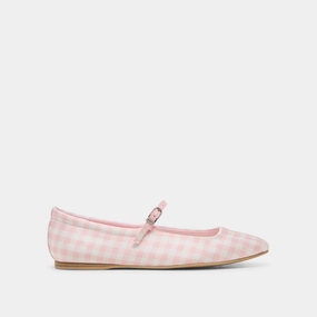 Outdoor Go Happy Walk REYES X BYRDIE GOLF WIDE BALLET FLATS PINK PLAID GINGHAM