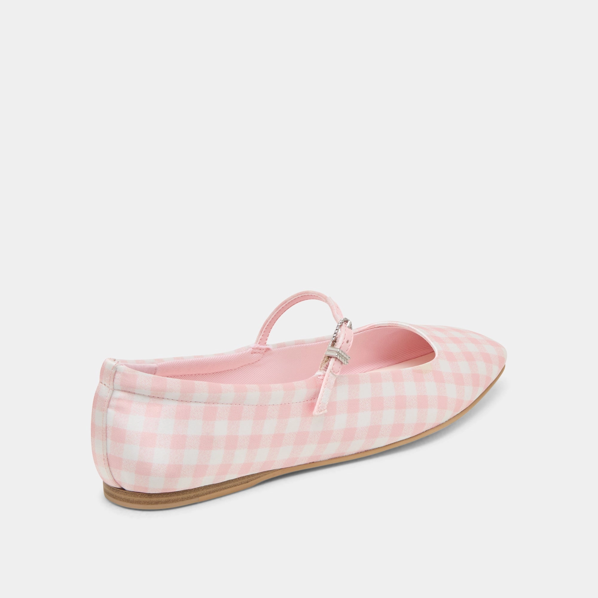 REYES X BYRDIE GOLF WIDE BALLET FLATS PINK PLAID GINGHAM Fund Walk Morning Step