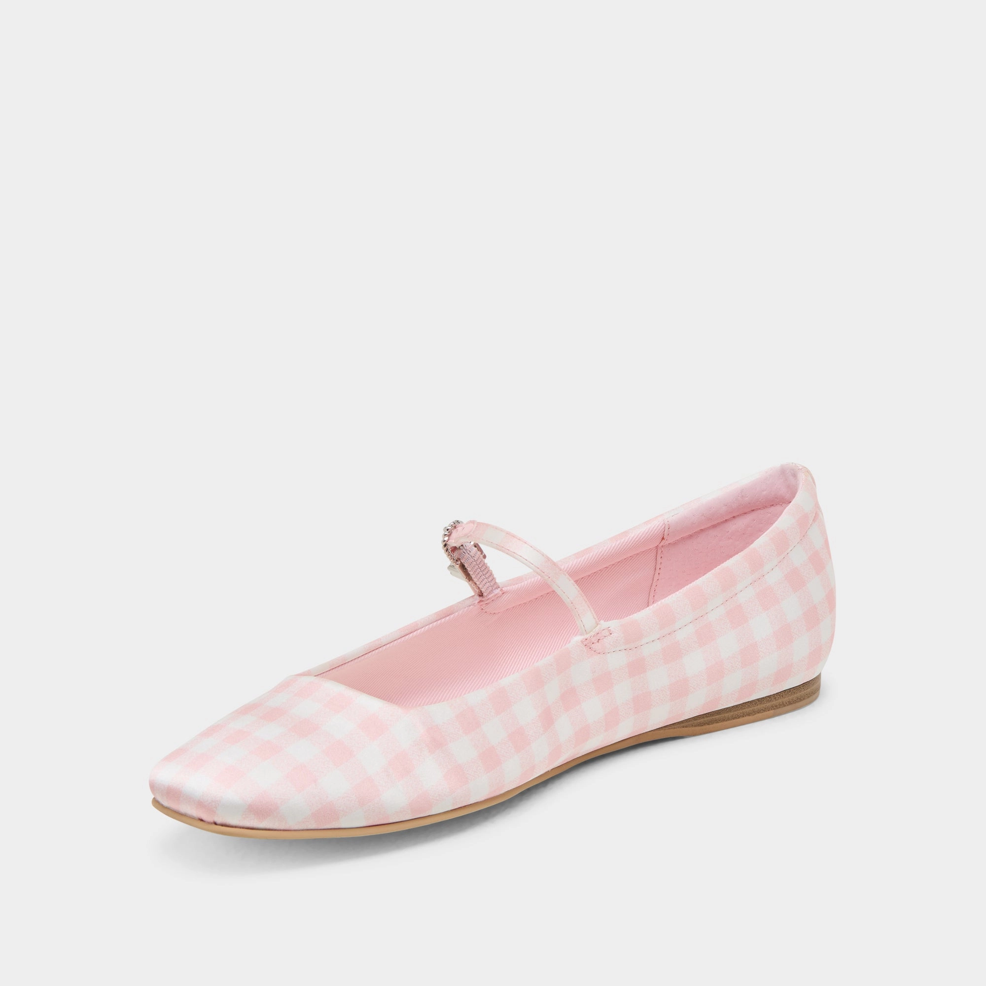 REYES X BYRDIE GOLF WIDE BALLET FLATS PINK PLAID GINGHAM Chic Slip-ons Play Glow