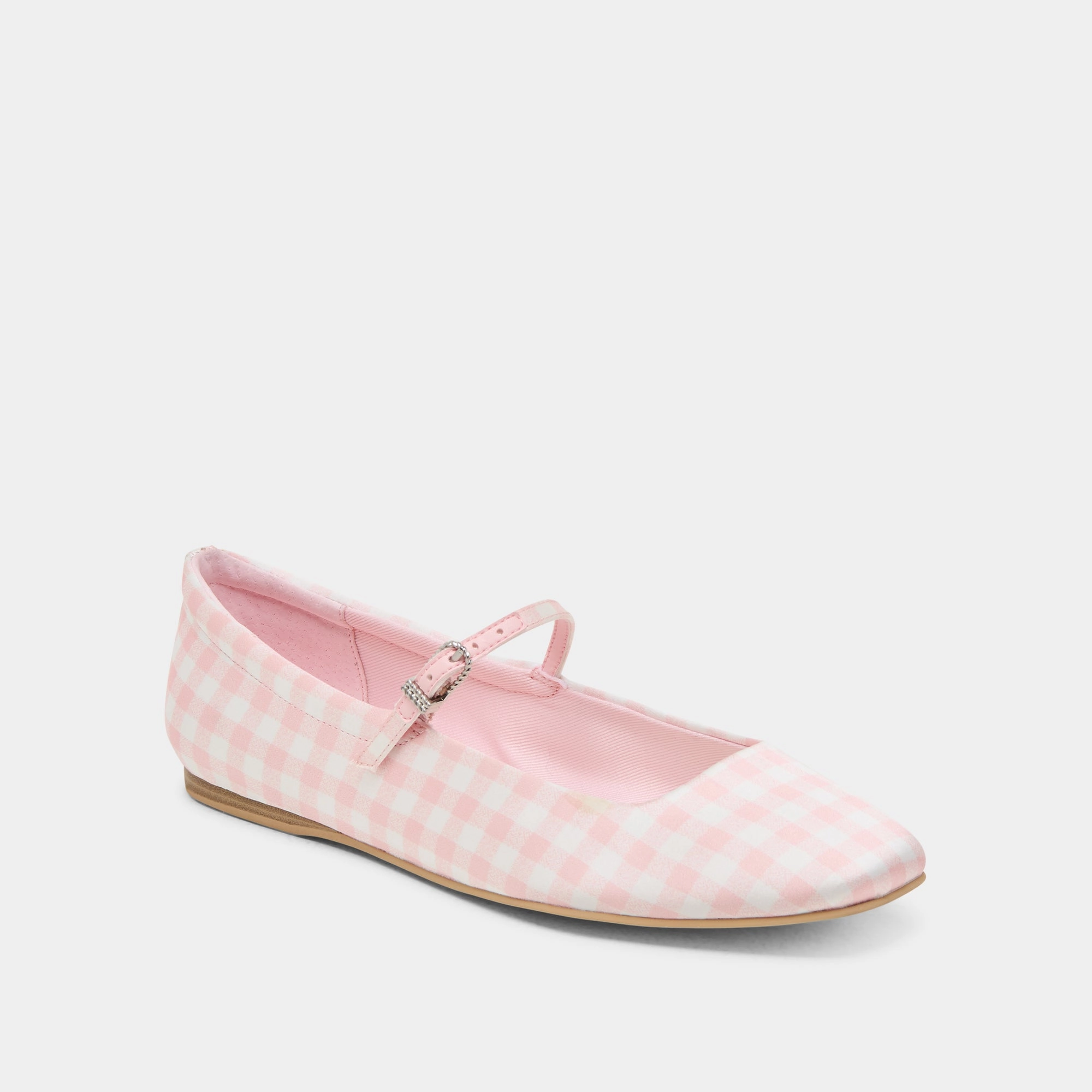 REYES X BYRDIE GOLF WIDE BALLET FLATS PINK PLAID GINGHAM Errand Run Top View