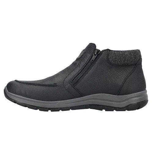 Rieker Men's Side Zip Ankle Boots - 03660-00 - Black