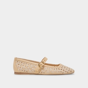 RODNI EYELET PERF BALLET FLATS LT NATURAL WOVEN RAFFIA Lesson Glow Resort Glow