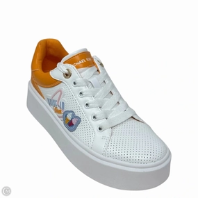 Performance Step Even Pressure Romey Embellished Mixed-Media Sneakers By Michael By Michael Kors In Orange & White, Size: 6.5