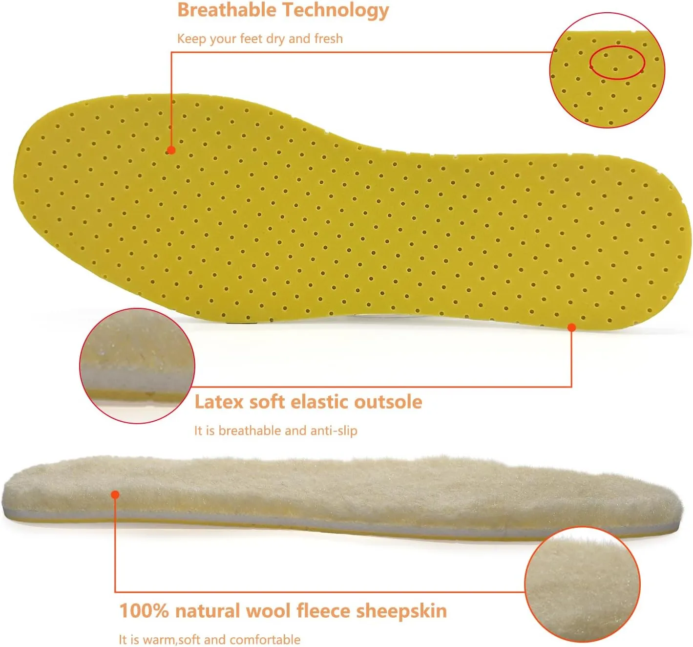 Ronsan Sheepskin Insoles for Women and Men, Warm Wool Insoles for Cold Weather Cut to Size Furry Fleece Replacement Inserts for Shoes Snow Boots Slippers Work Boots (Men 6.5-7.5/Women 8-9)