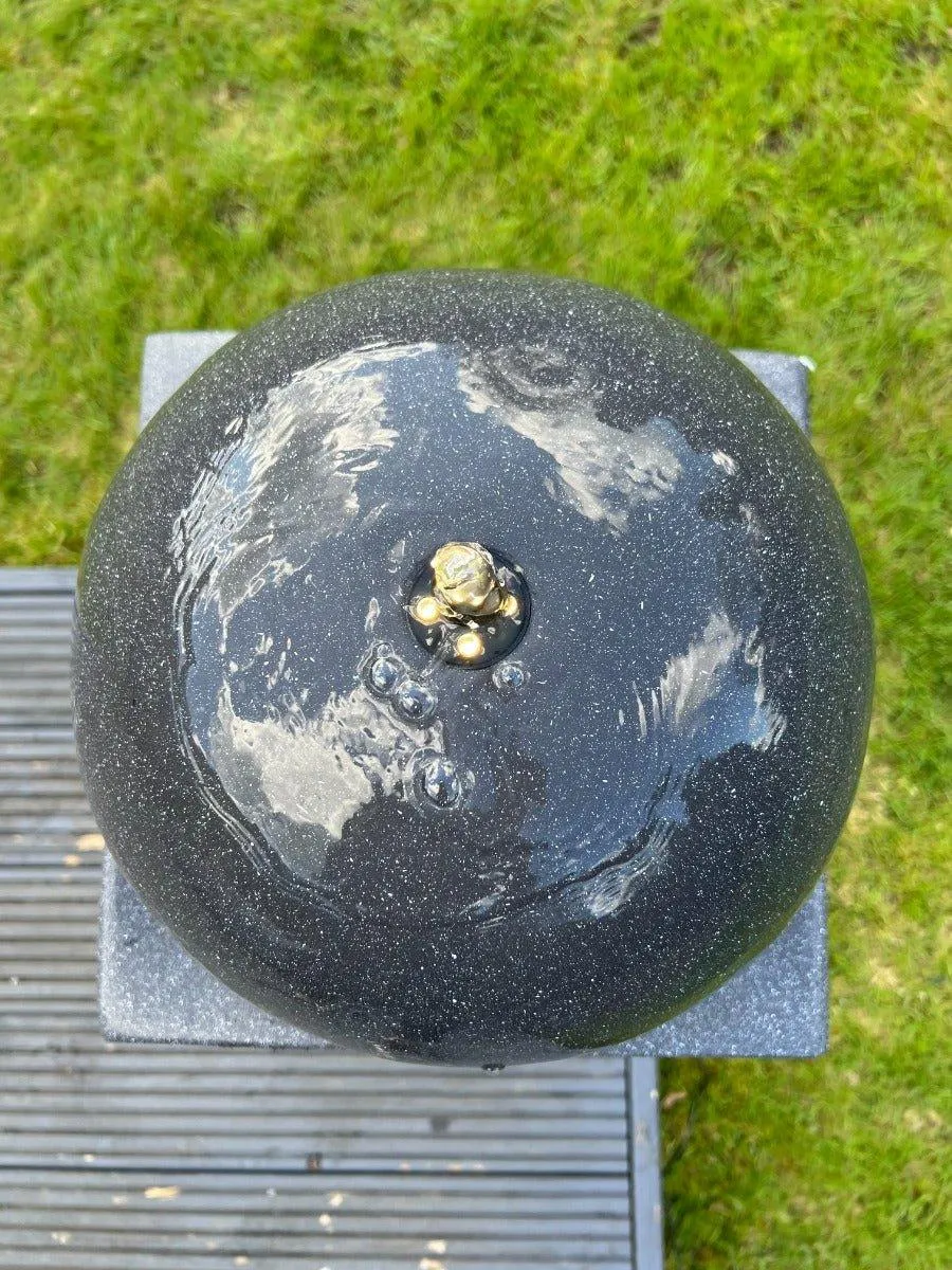 Round Ball On Vase Feature with LED Lights in Dark Grey - Solar Panel 84x33x33