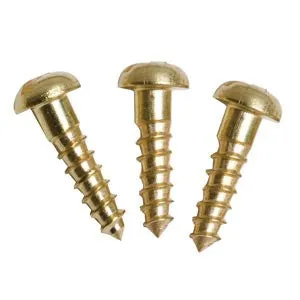 Roundhead woodscrews in brass