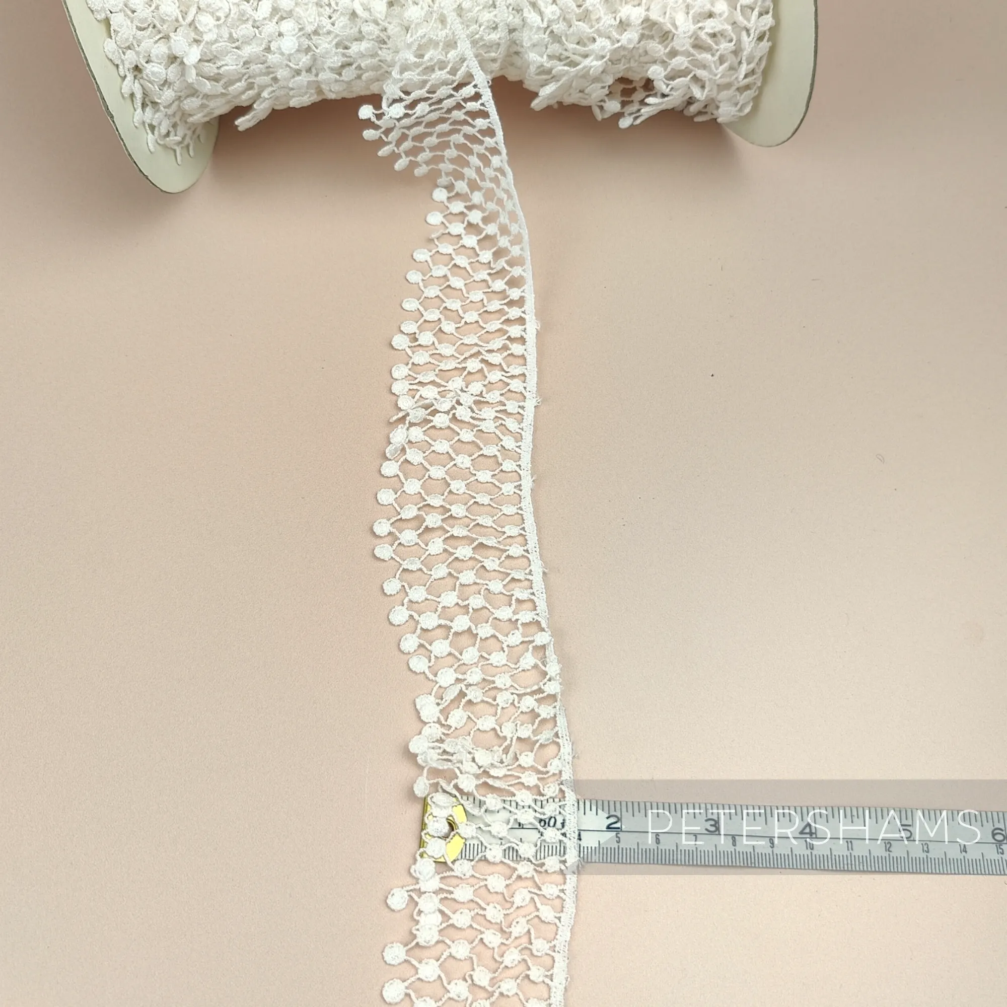 Ruffle Thatched 40mm Vintage 1960/70ss Ivory Nylon Lace - 1m