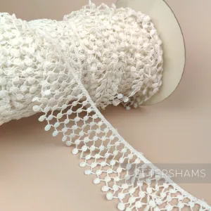 Ruffle Thatched 40mm Vintage 1960/70ss Ivory Nylon Lace - 1m