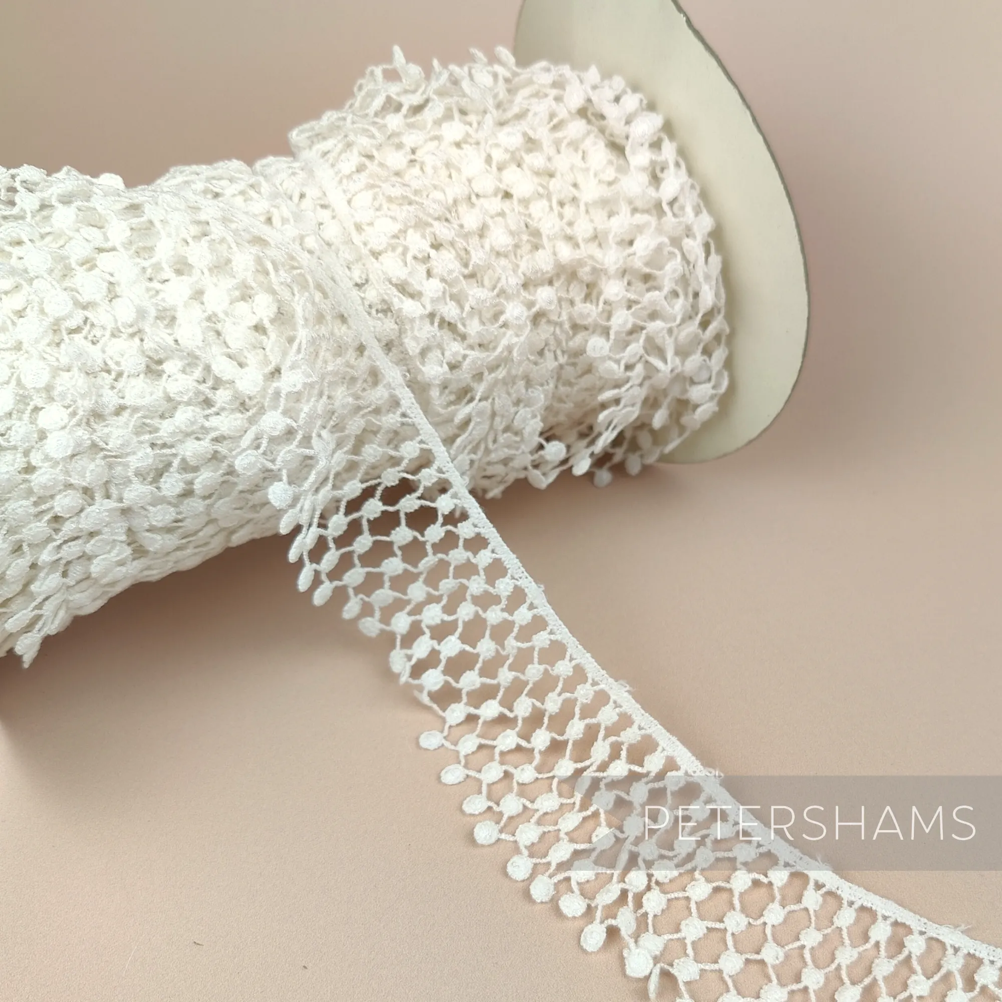 Ruffle Thatched 40mm Vintage 1960/70ss Ivory Nylon Lace - 1m