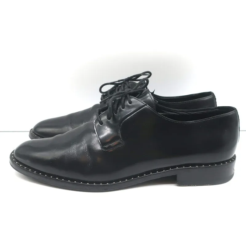 Saint Laurent Studded Derby Oxfords Dylan Black Leather Size 40 Lace-Up Flats