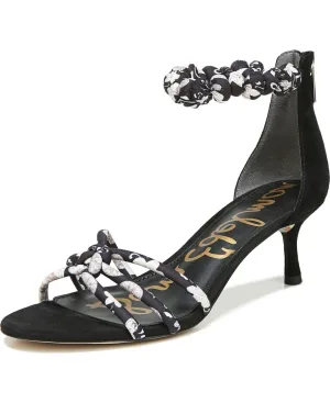 Sam Edelman Jayde Kitten Heeled Ankle Strap Open-Toe Strappy Sandals BLACK