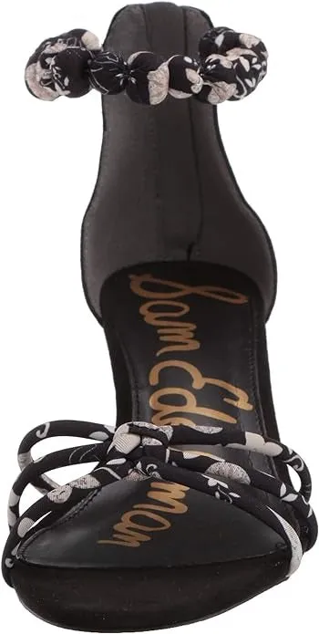Sam Edelman Jayde Kitten Heeled Ankle Strap Open-Toe Strappy Sandals BLACK