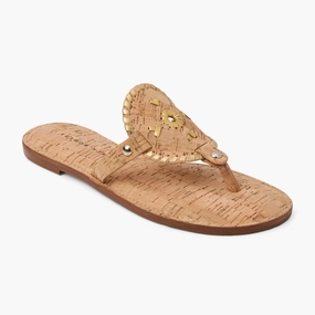 Collins Cork & Metallic Leather Flat Sandal Rubber Sole