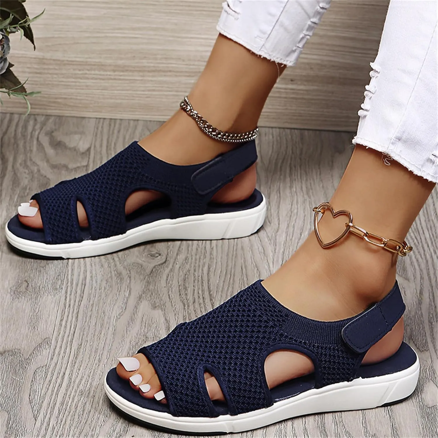 Sandals Women Comfortable Dressy Wedge Platform Sandals Ankle Strap Casual Summer Flatform Walking Orthopedic Shoes