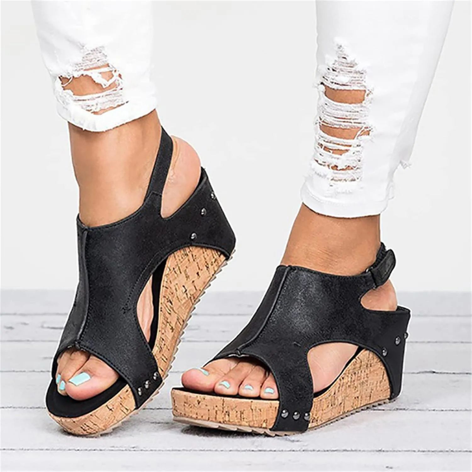 Sandals Women Comfortable Wedge Platform Sandals Ankle Strap Open Toe Boho Casual Dressy Summer Beach Dress Shoes