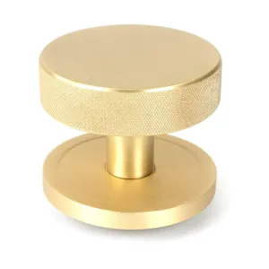 Satin Brass Brompton Centre Door Knob (Plain) | From The Anvil