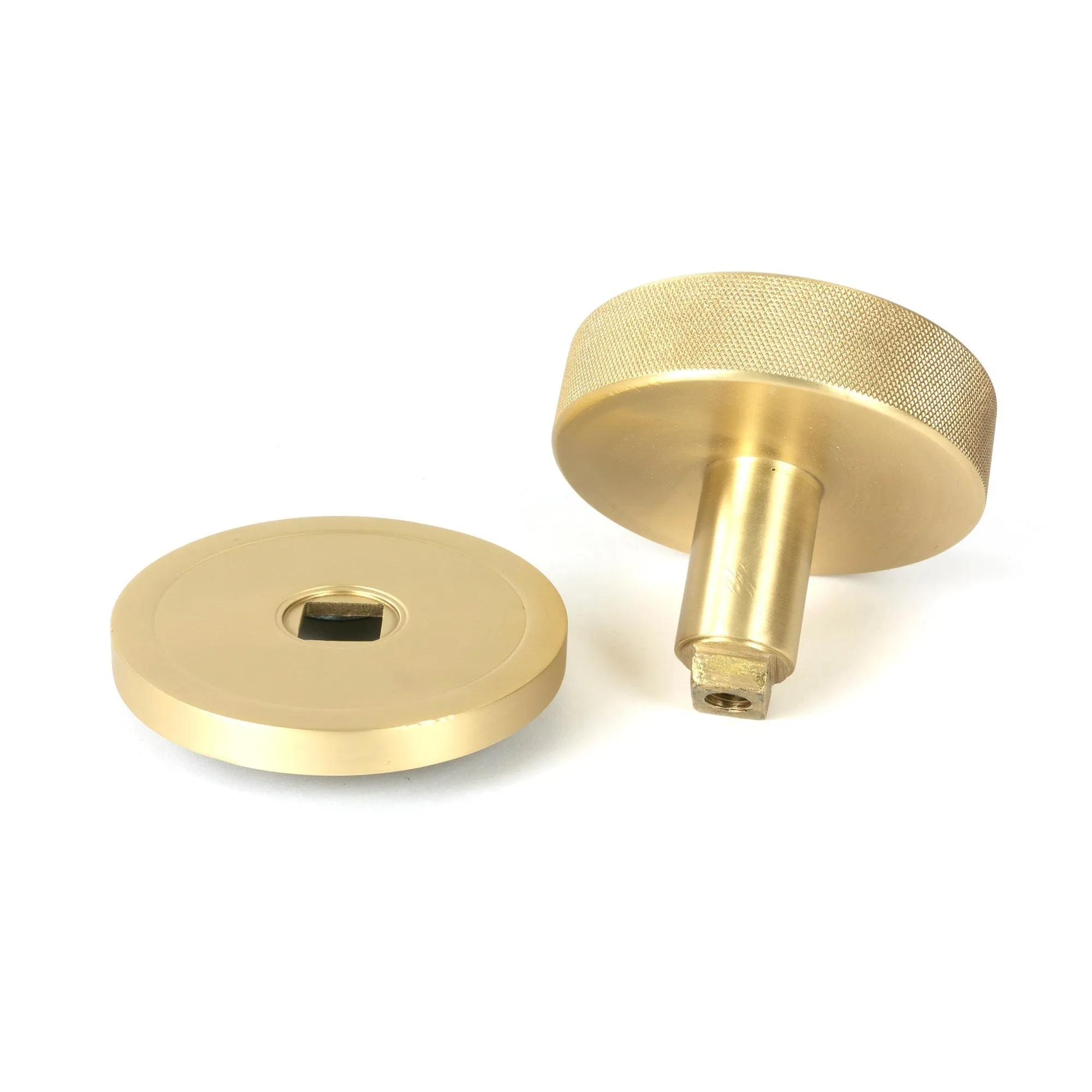 Satin Brass Brompton Centre Door Knob (Plain) | From The Anvil