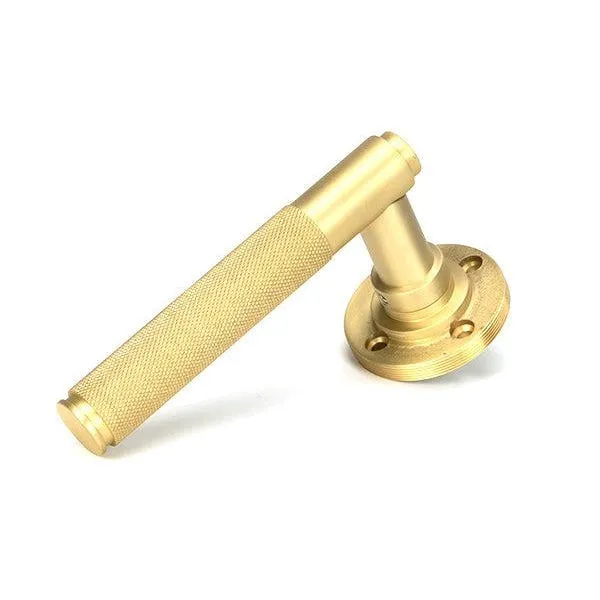 Satin Brass Brompton Lever on Rose Set (Plain) | From The Anvil