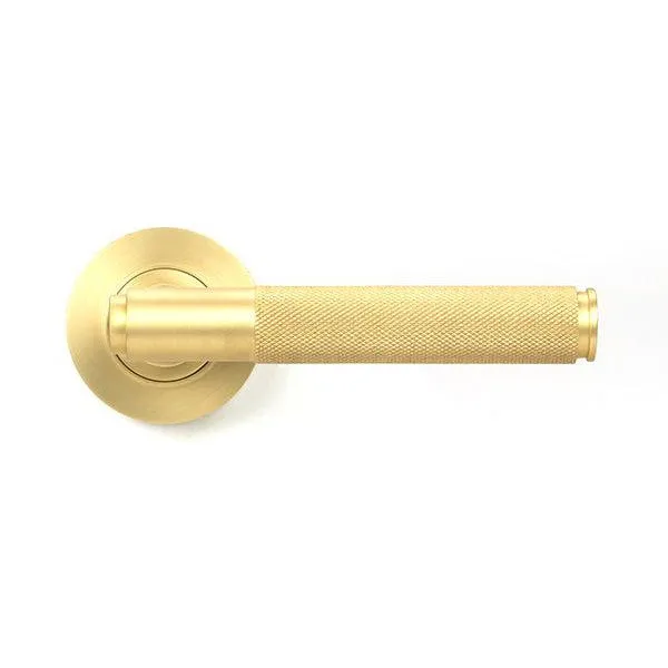 Satin Brass Brompton Lever on Rose Set (Plain) | From The Anvil