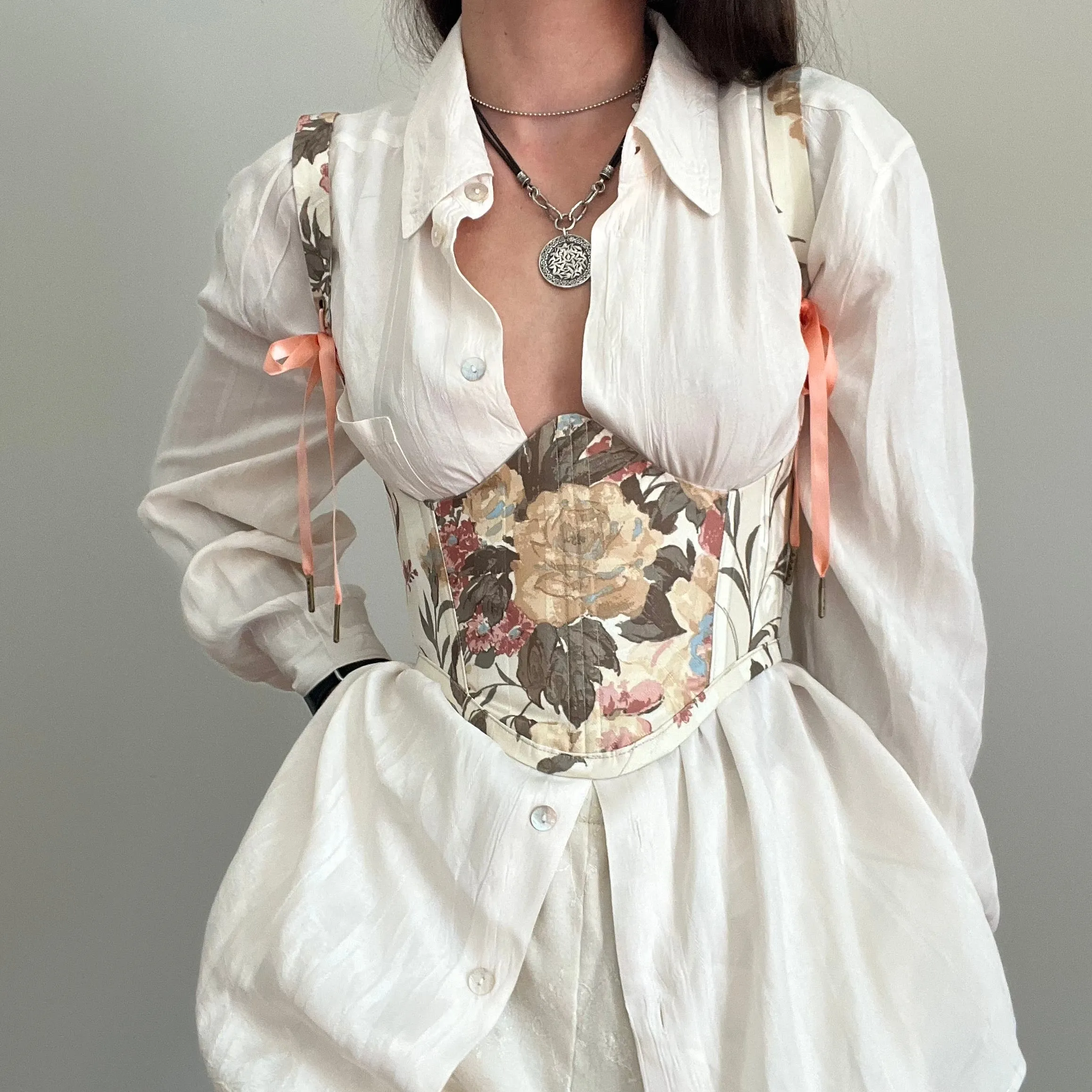Satin Floral Underbust Corset