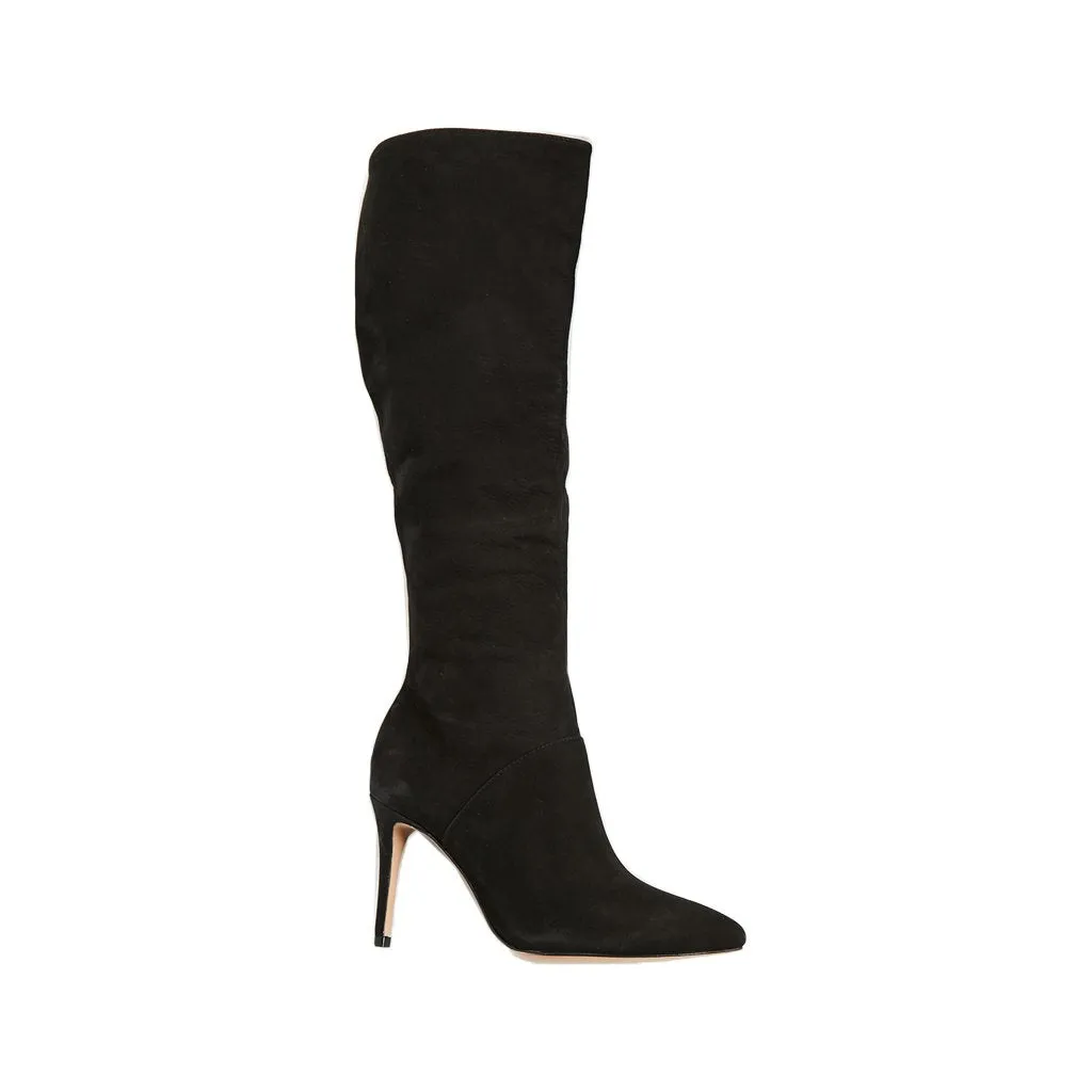 Schutz Women's Eullalia Tall Boots, Black Suede KNee High Dress Boots