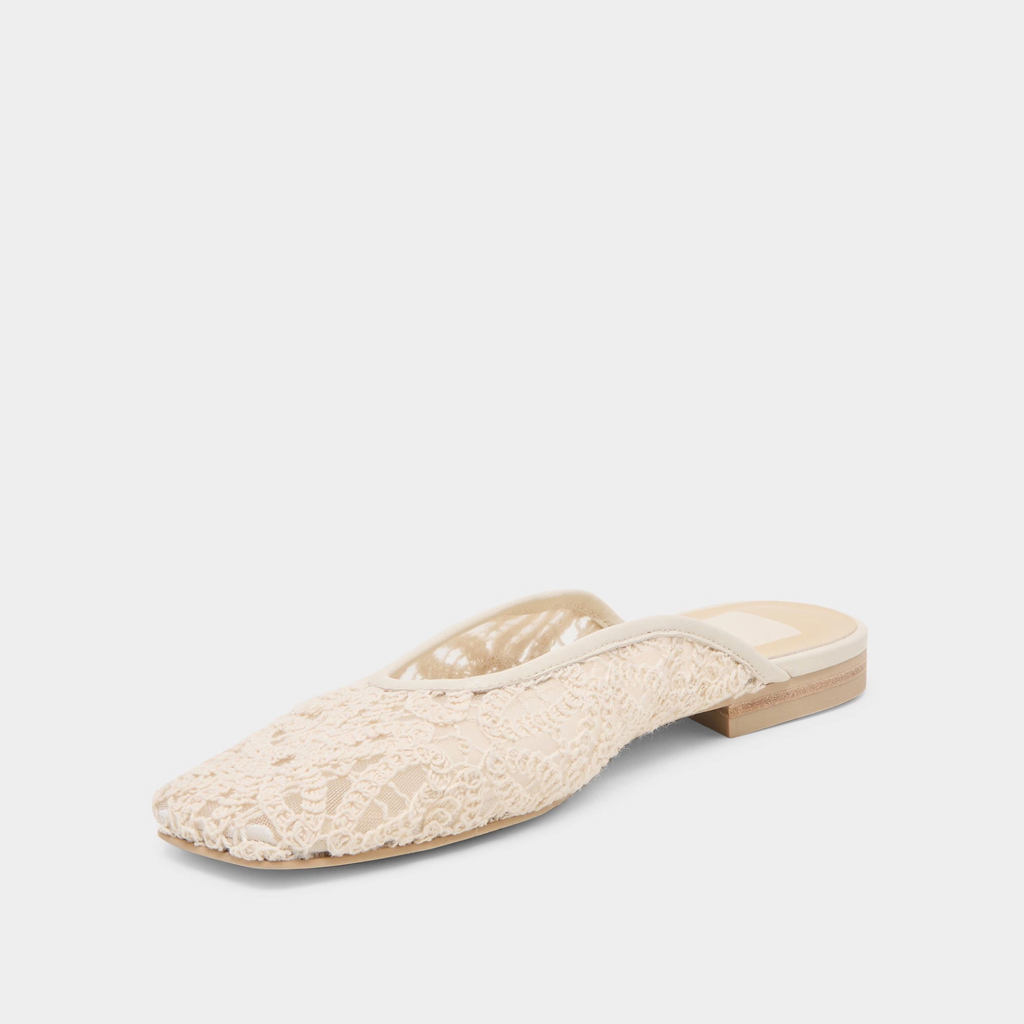 AUBRIE FLATS IVORY MACRAME MESH Cozy Walking Shoes Elastic