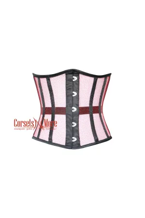 Selene Bloodrose Red Sheer With Black Satin Gothic Underbust Plus Size Corset Top