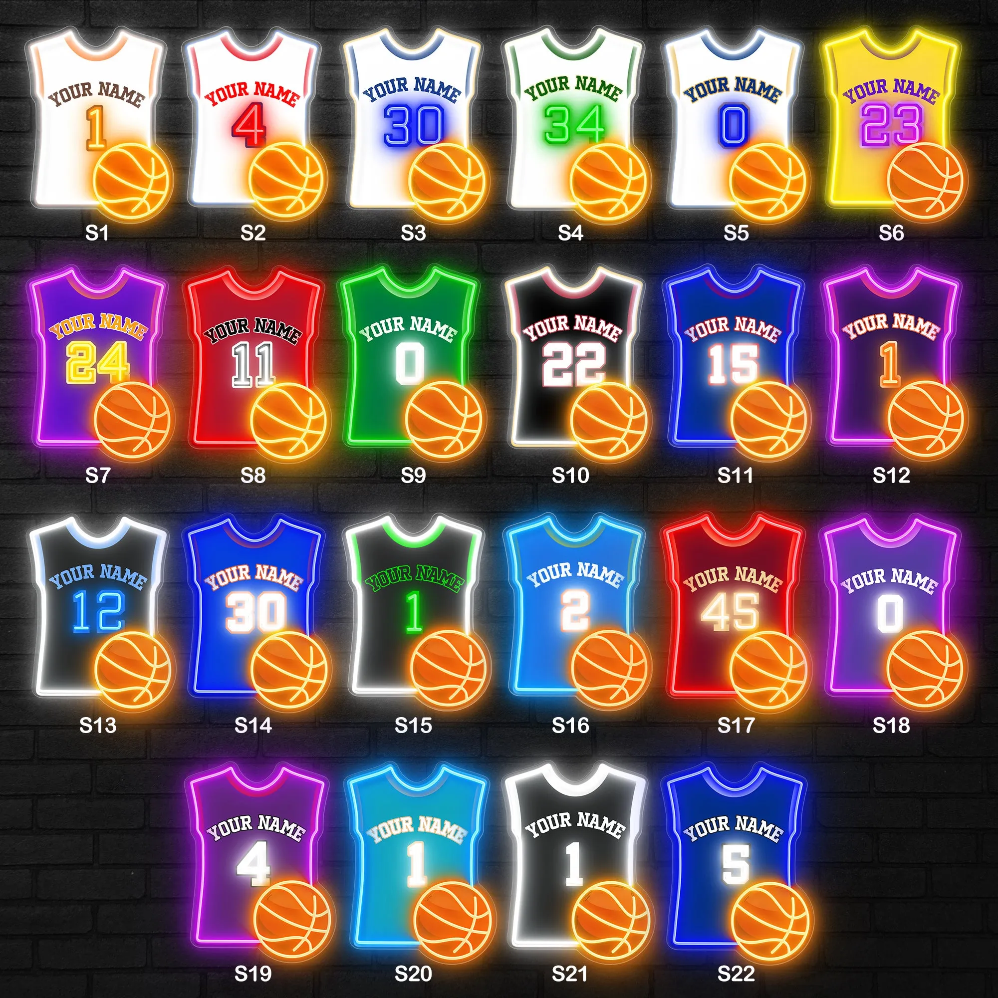 SELICOR Neon Personalized Name For All-Style Basketball  Neon Jerseys