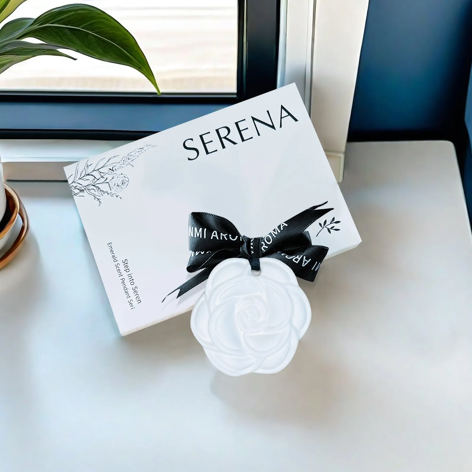 Serena Aromatherapy Gift Basket: Reed Diffuser, Soap Flower & Scented Hanging Ornament