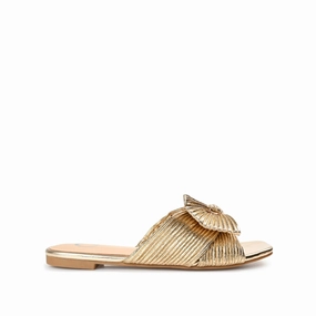 SERLINA PLEATED SLIDE SANDALS IN FOIL Thermoplastic Uppers