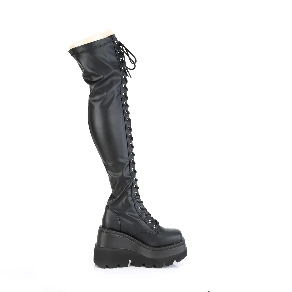 SHAKER-374 DemoniaCult Black Vegan Leather Sexy Women's Over-the-Knee Boots (Alternative Footwear)