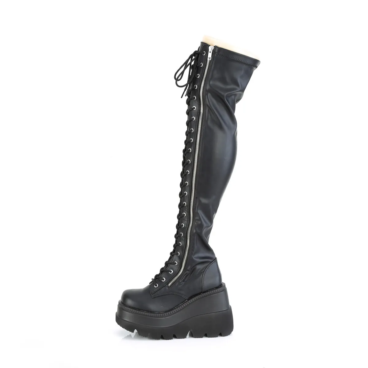 SHAKER-374 DemoniaCult Black Vegan Leather Sexy Women's Over-the-Knee Boots (Alternative Footwear)