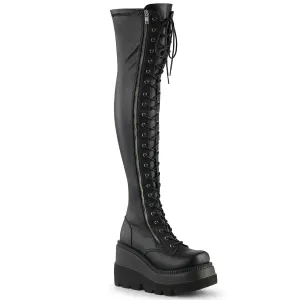 SHAKER-374 DemoniaCult Black Vegan Leather Sexy Women's Over-the-Knee Boots (Alternative Footwear)
