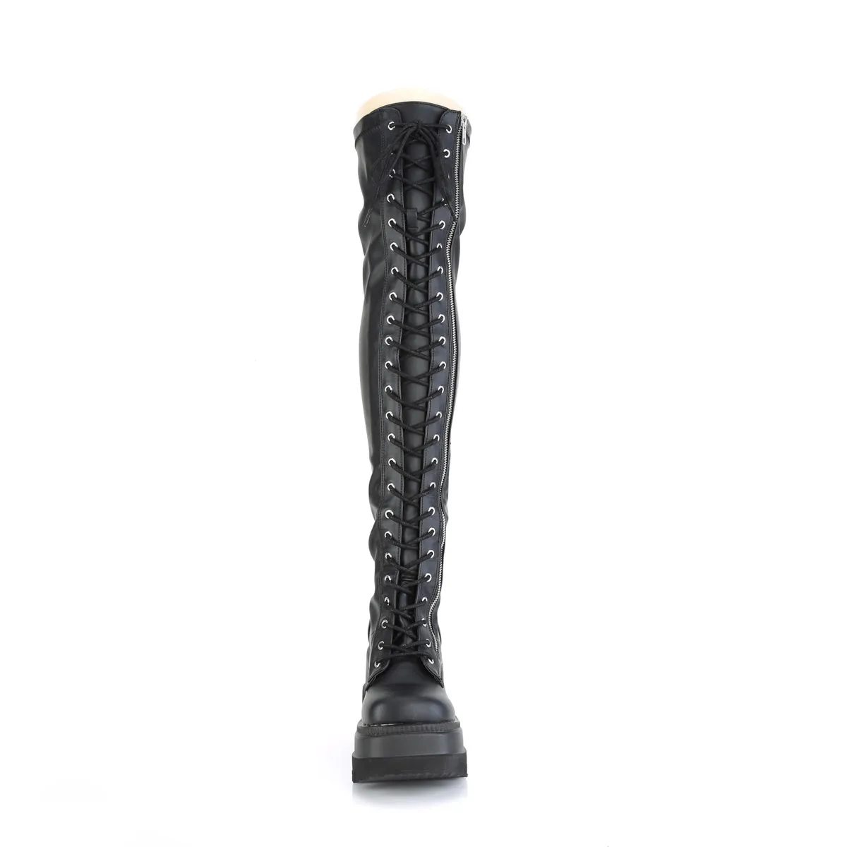 SHAKER-374 DemoniaCult Black Vegan Leather Sexy Women's Over-the-Knee Boots (Alternative Footwear)