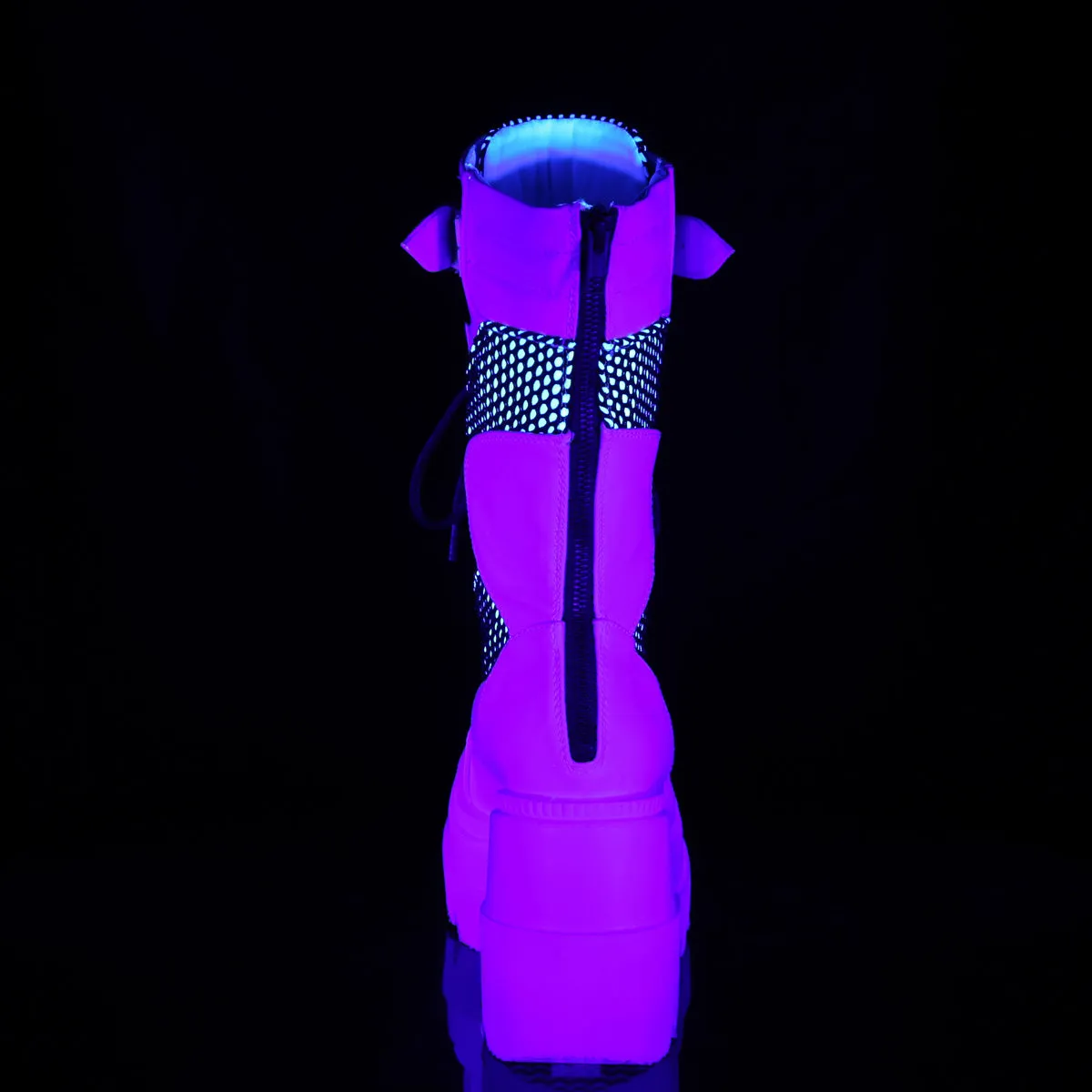 SHAKER-70  White Vegan Leather-Black Fishnet