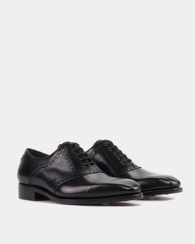 Outlet - Black Calf Saddle Oxford Soft Soles