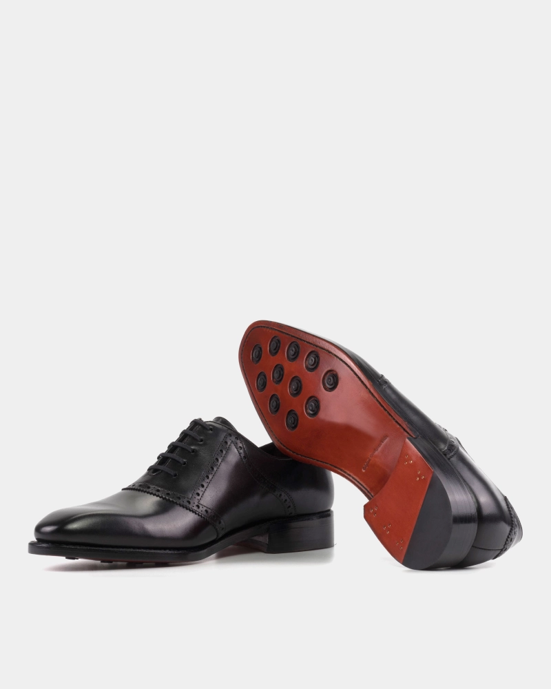 Outlet - Black Calf Saddle Oxford Shine Keep Crisp Feel