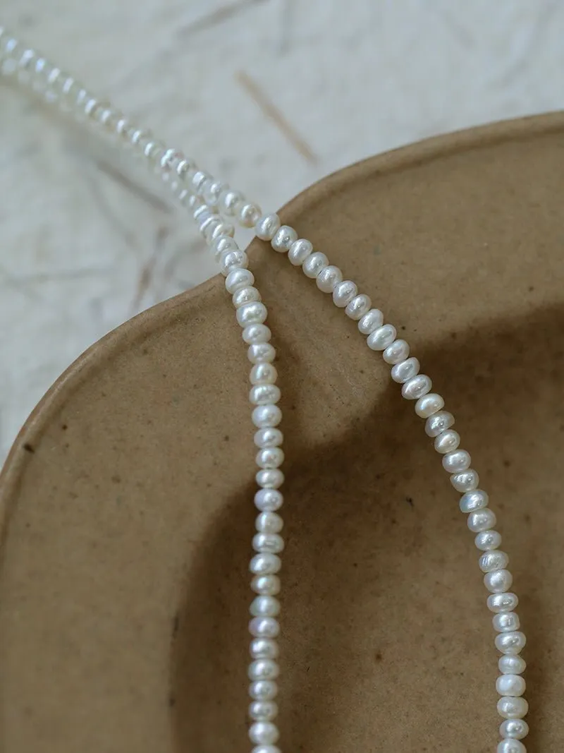 Shattered Gold Mini Pearl Necklace